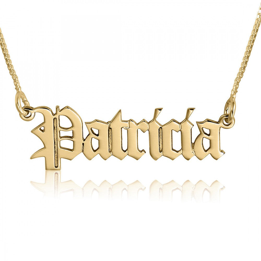 Old English (Box Chain) Name Necklace Silver / Gold / Rosegold