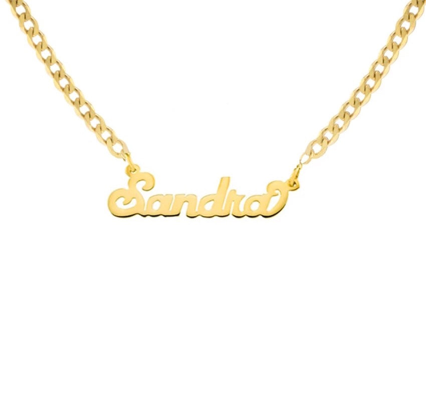 Curb Chain Name Necklace Gold