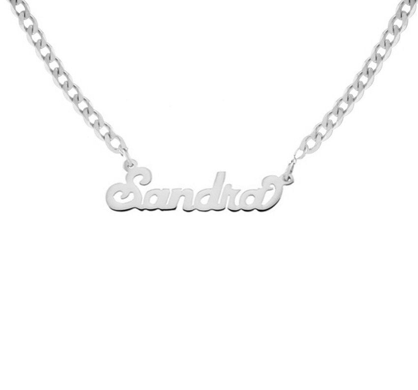 Curb Chain Name Necklace Silver