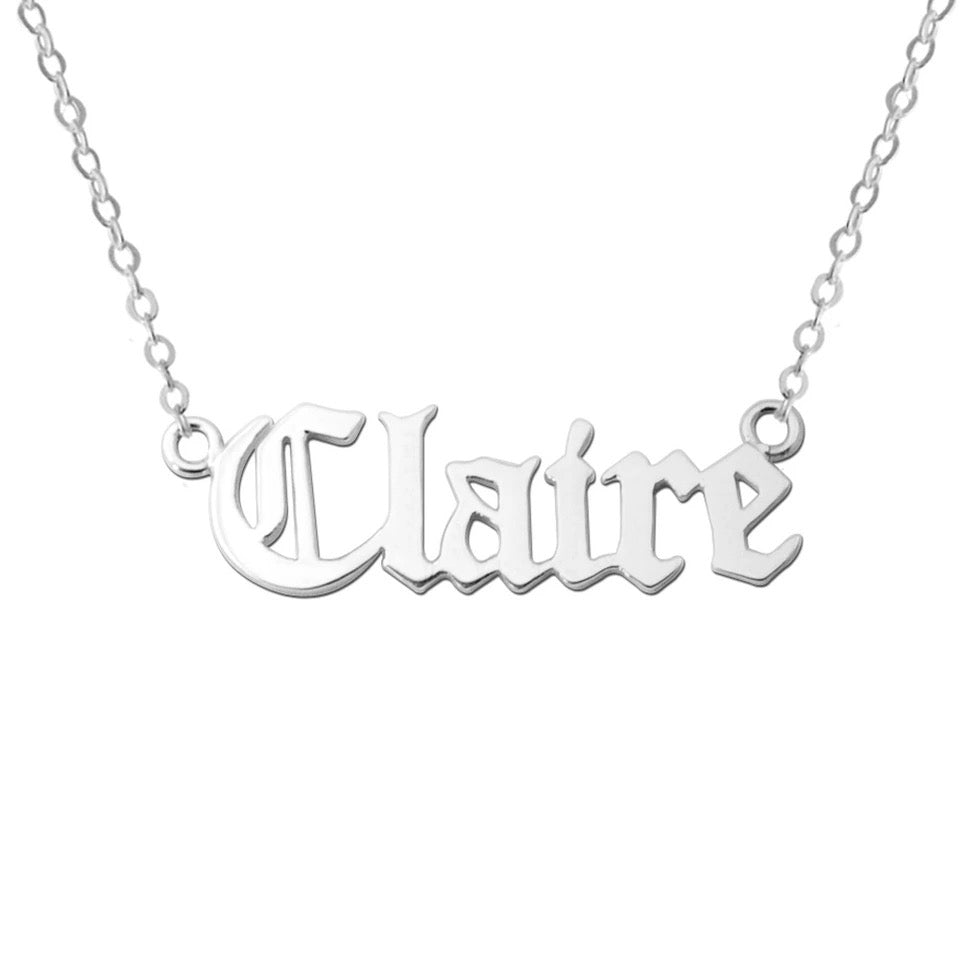 Old English Nameplate Silver
