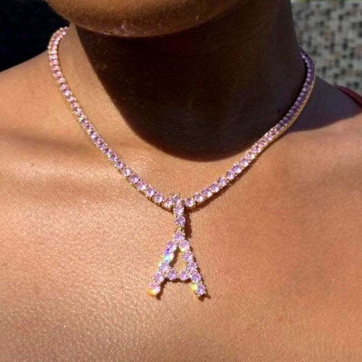 Deluxe Tennis Chain Initial Necklace