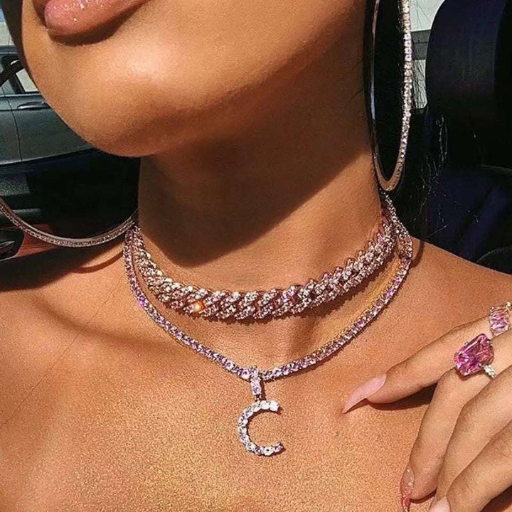 Deluxe Tennis Chain Initial Necklace