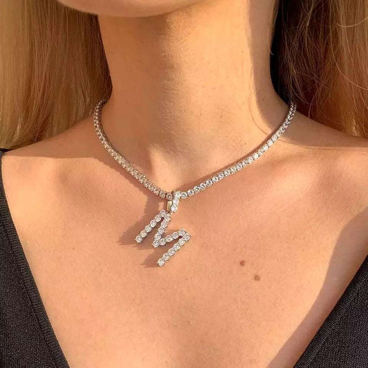 Deluxe Tennis Chain Initial Necklace
