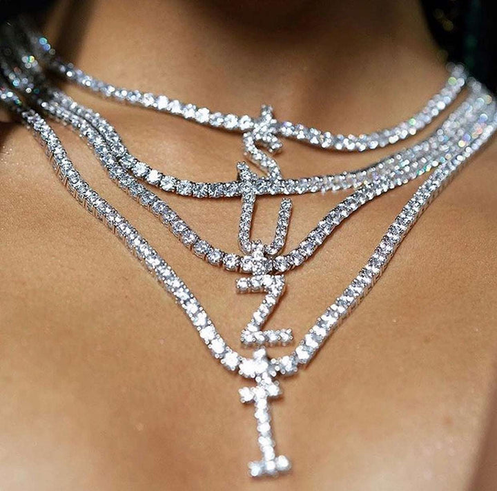 Deluxe Tennis Chain Initial Necklace