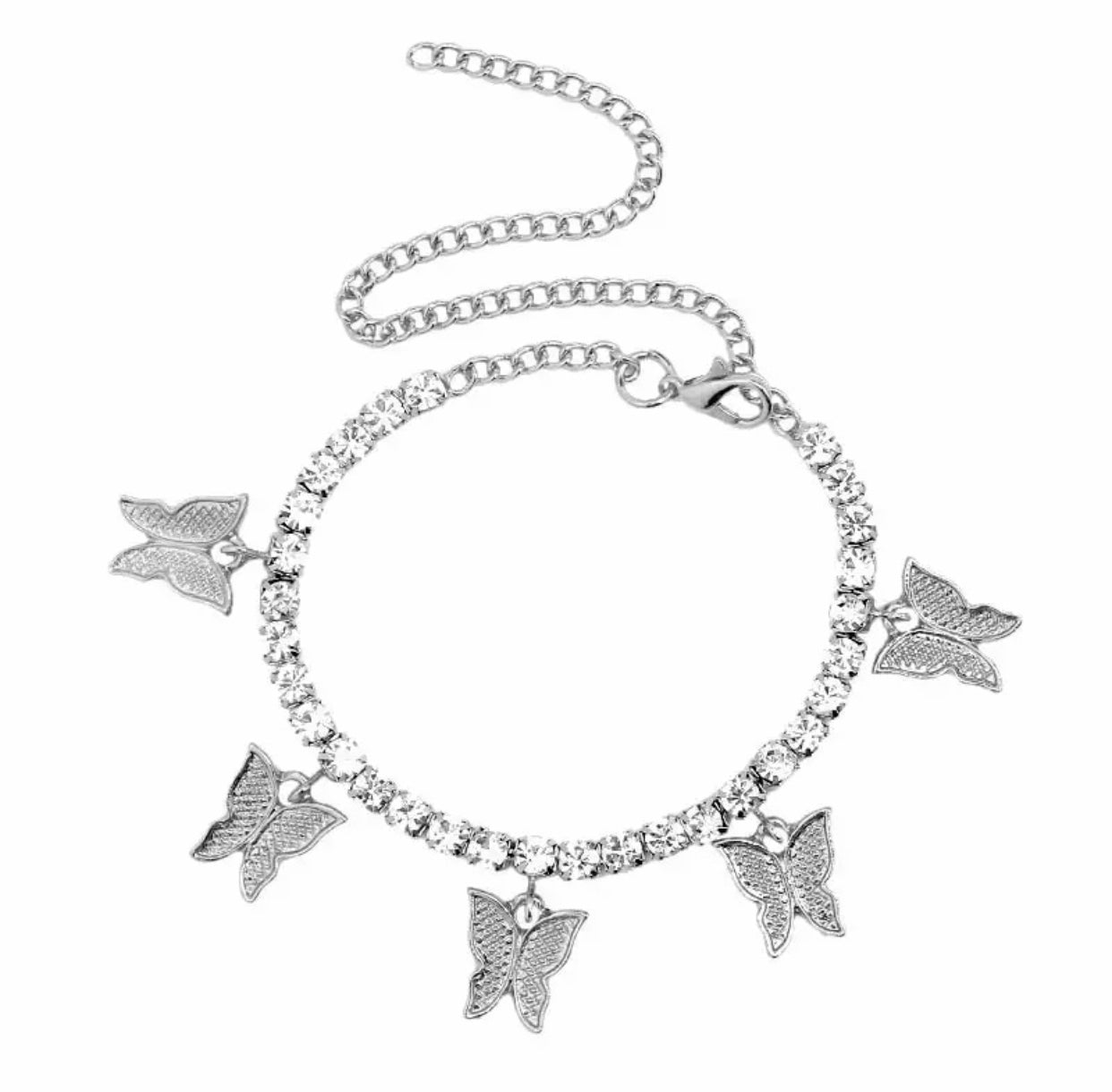 Butterfly Anklet Luxe Silver