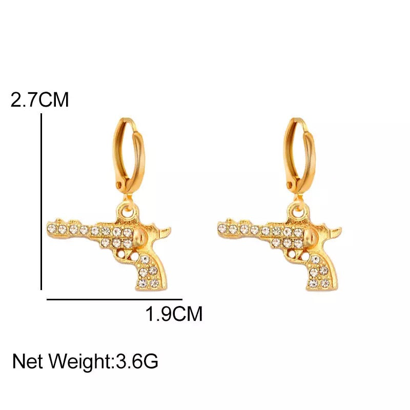 Gun Earrings Gold