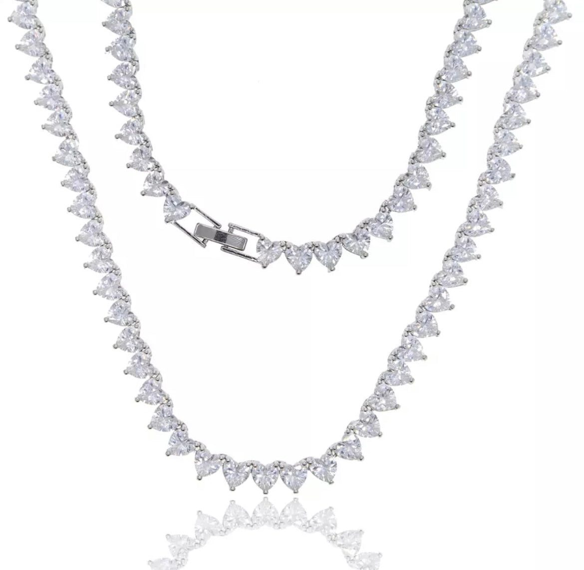 Heart Tennis Chain Silver