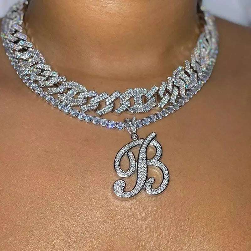 Deluxe Tennis Chain Initial Necklace