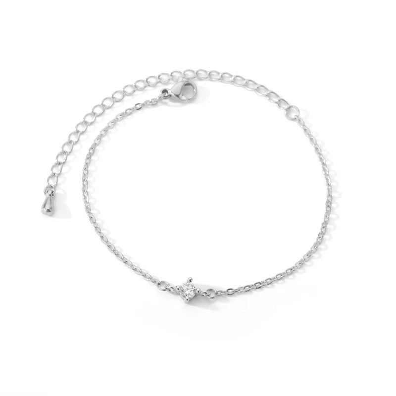 Thin Diamond Bracelet Silver