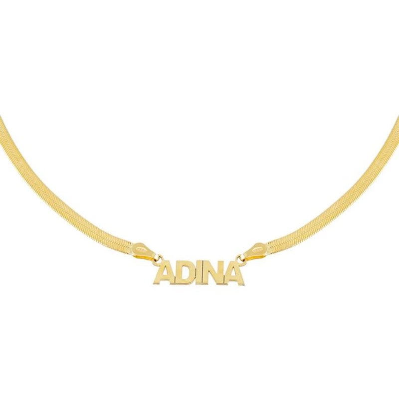 Herringbone Snake Chain Name Necklace