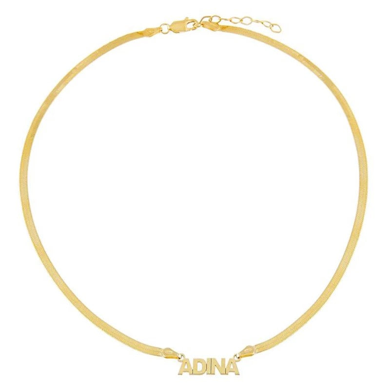 Herringbone Snake Chain Name Necklace