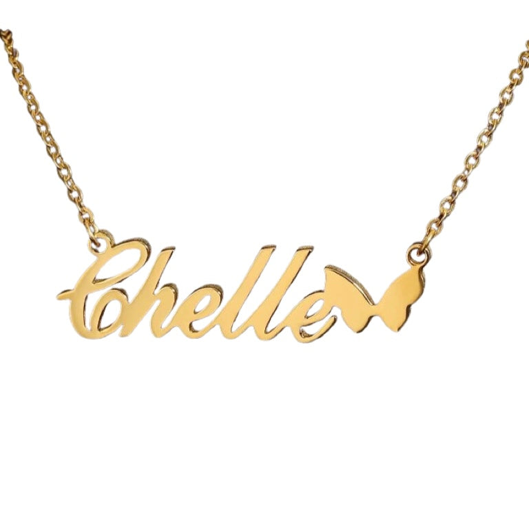 Butterfly Nameplate Necklace