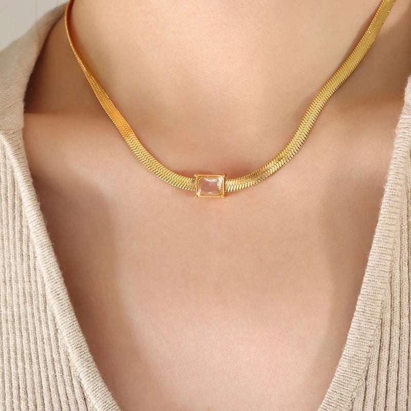 Herringbone Stone Necklace