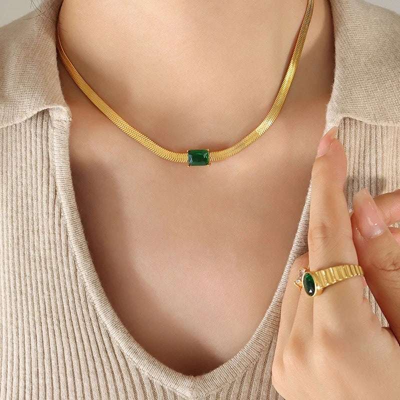 Herringbone Stone Necklace