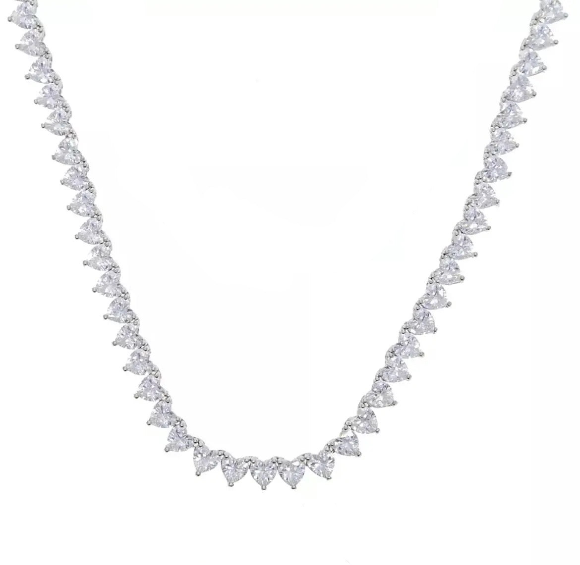 Heart Tennis Chain Silver